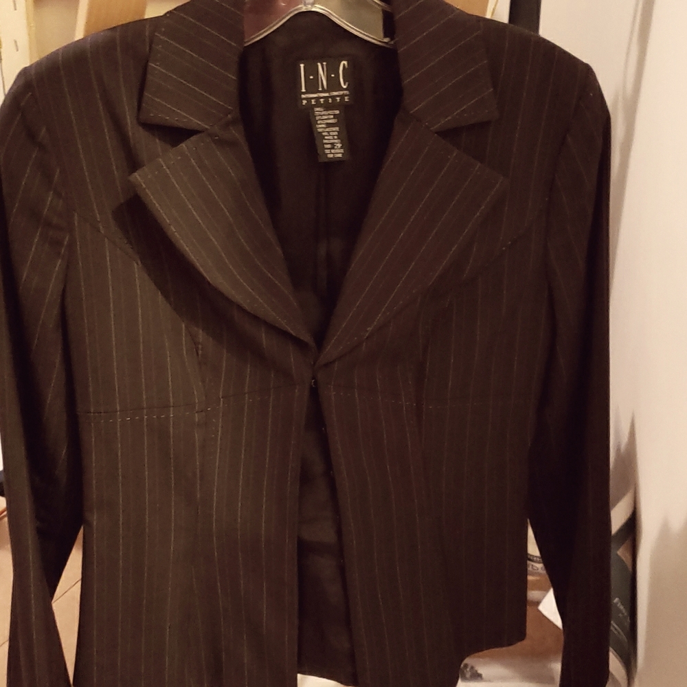 INC Petite purple pinstriped suit jacket Sz 2P